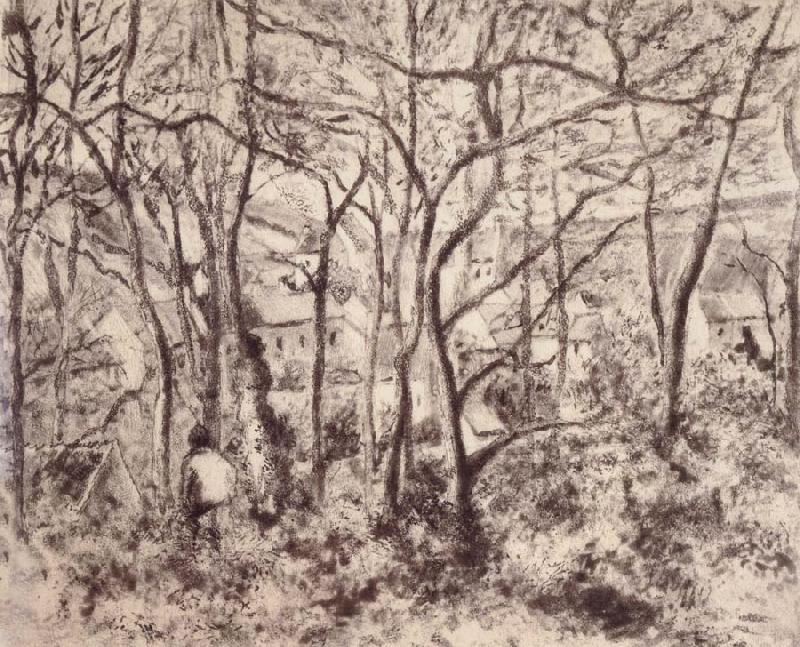 Wooded landscape at L-Hermitage,Pontoise, Camille Pissarro